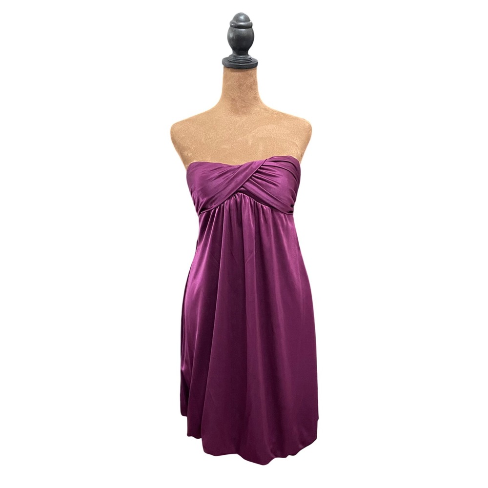 New Twenty One Plum Purple Satin Strapless Bubble Hem Mini Dress Juniors Small